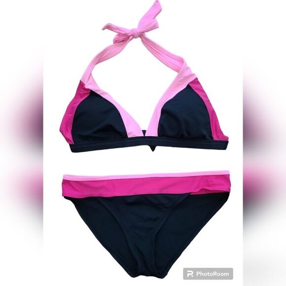 Danskin Bikini swimsuit bathing suit, pink and black - Picture 1 of 5